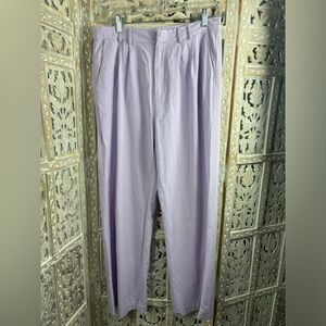 Sophie Rue Ladies Pleated Straight Leg Lavender Linen Pants Size Large